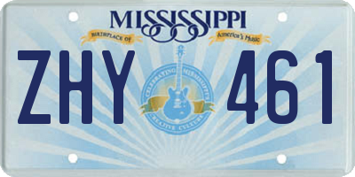 MS license plate ZHY461