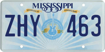 MS license plate ZHY463
