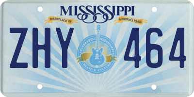 MS license plate ZHY464