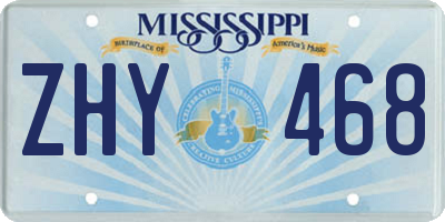 MS license plate ZHY468