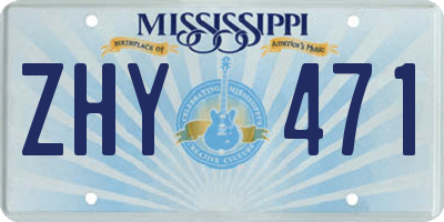 MS license plate ZHY471