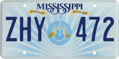 MS license plate ZHY472