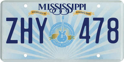MS license plate ZHY478