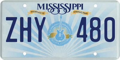 MS license plate ZHY480