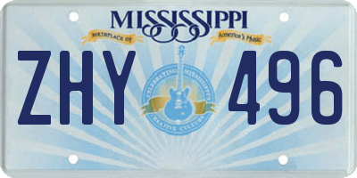 MS license plate ZHY496