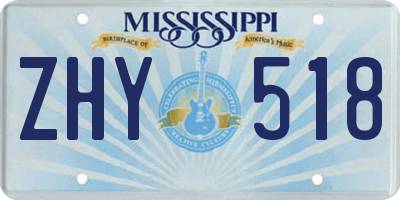 MS license plate ZHY518