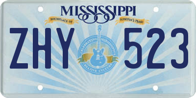 MS license plate ZHY523