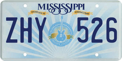MS license plate ZHY526