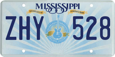 MS license plate ZHY528