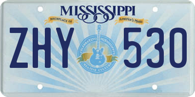 MS license plate ZHY530