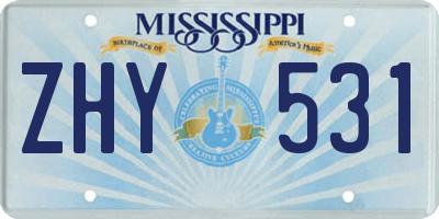 MS license plate ZHY531