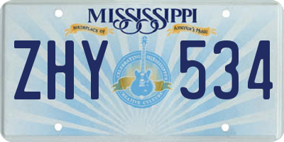 MS license plate ZHY534