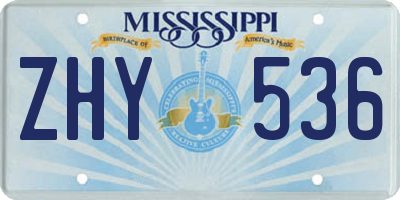 MS license plate ZHY536
