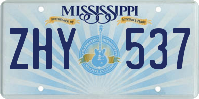 MS license plate ZHY537