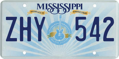 MS license plate ZHY542