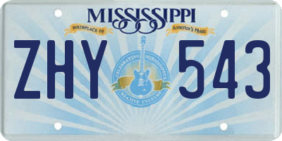 MS license plate ZHY543