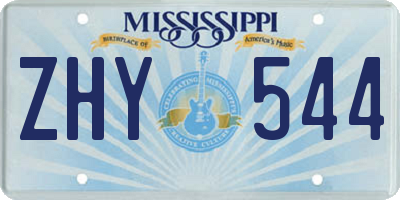 MS license plate ZHY544