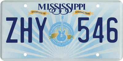 MS license plate ZHY546