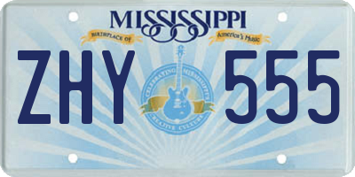 MS license plate ZHY555