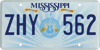 MS license plate ZHY562