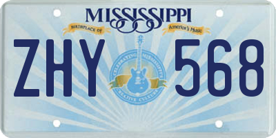 MS license plate ZHY568