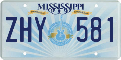 MS license plate ZHY581