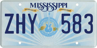 MS license plate ZHY583