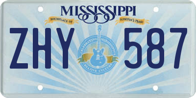 MS license plate ZHY587