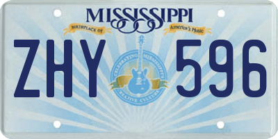 MS license plate ZHY596