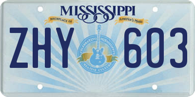 MS license plate ZHY603