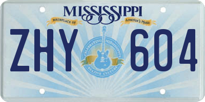 MS license plate ZHY604