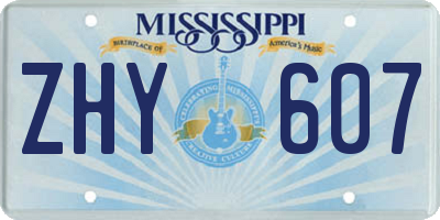 MS license plate ZHY607