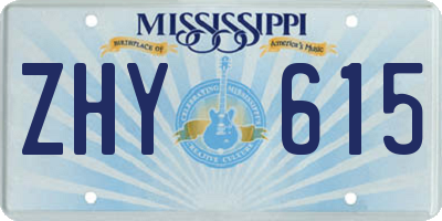 MS license plate ZHY615