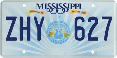 MS license plate ZHY627