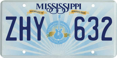 MS license plate ZHY632