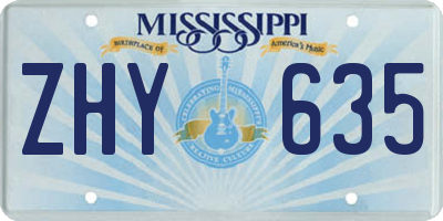 MS license plate ZHY635