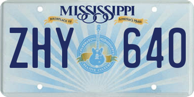 MS license plate ZHY640