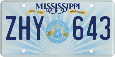 MS license plate ZHY643