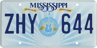 MS license plate ZHY644