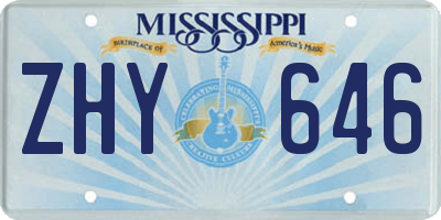 MS license plate ZHY646