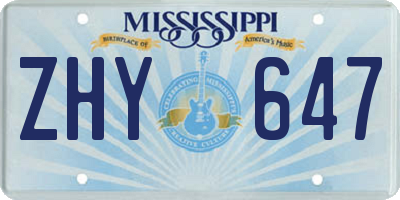 MS license plate ZHY647