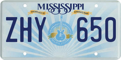 MS license plate ZHY650