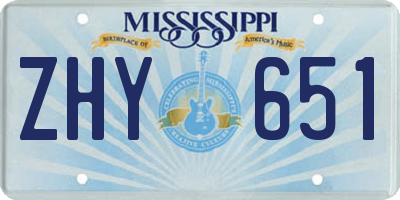 MS license plate ZHY651