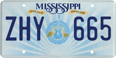 MS license plate ZHY665