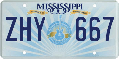 MS license plate ZHY667