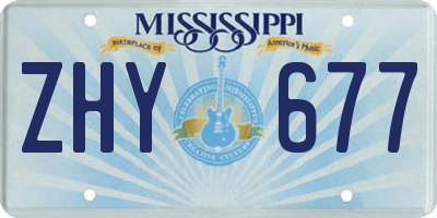 MS license plate ZHY677