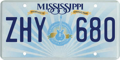 MS license plate ZHY680