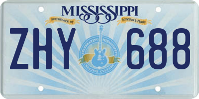 MS license plate ZHY688