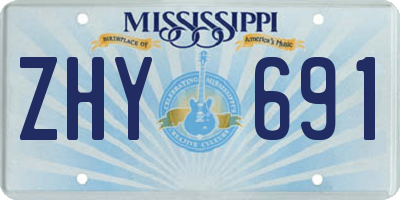 MS license plate ZHY691