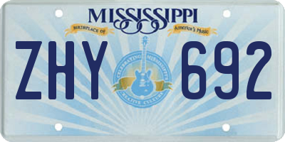 MS license plate ZHY692